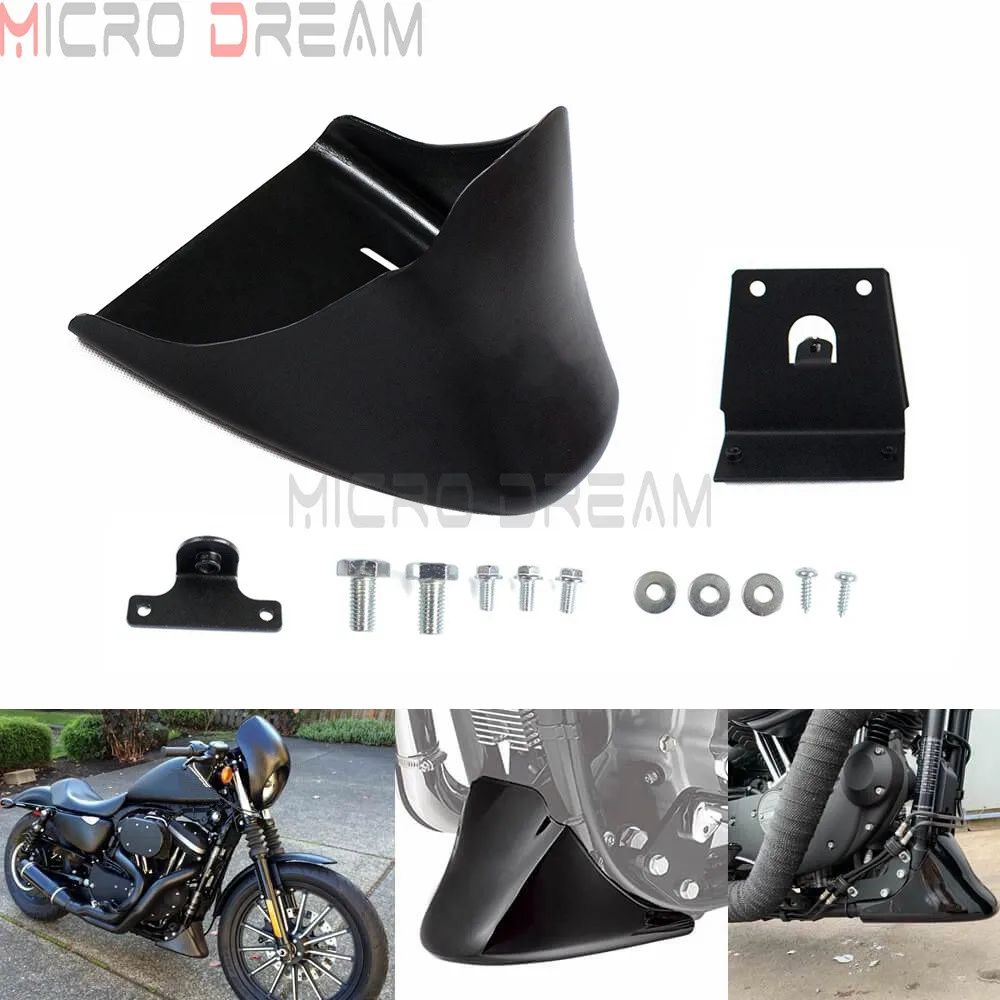CICMOD Motorcycle Front Chin Fairing Spoiler Cover For Harley Sportster 883 1200 Custom XL883C XL1200C Matte Black 