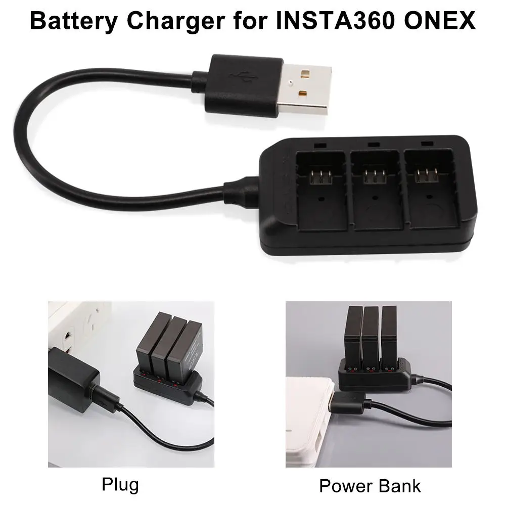 

1 for 3 Charging Cable for Insta 360 ONE X Sports Camera Fast Portable Lithium Battery Charger