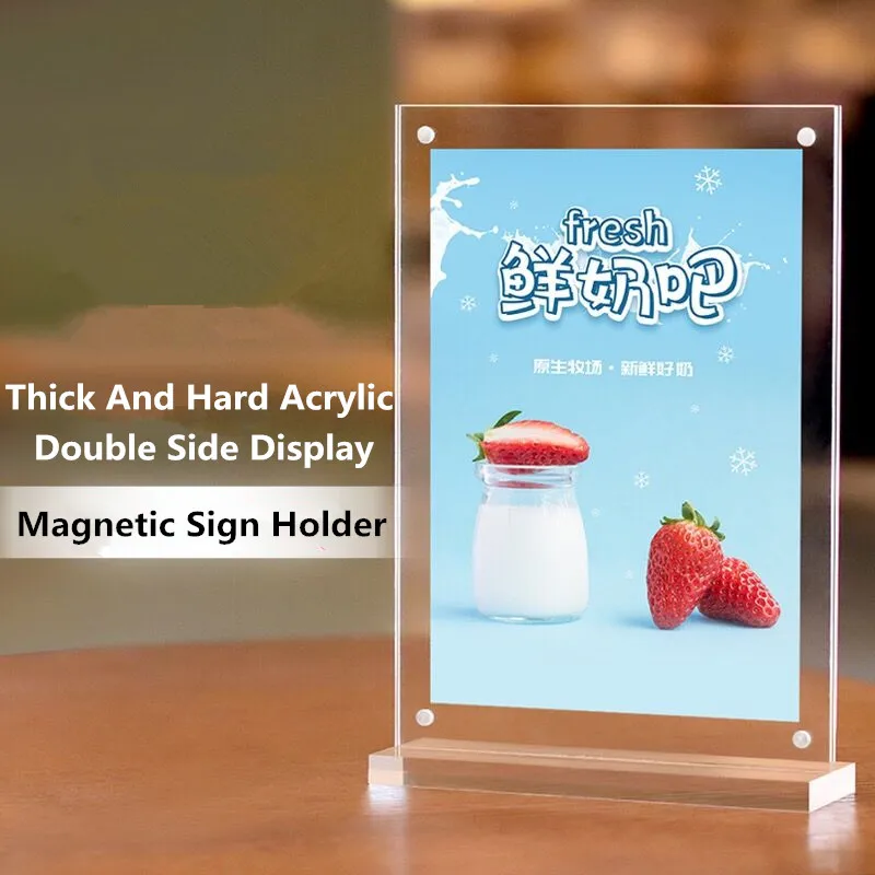 

A5 Magnetic Acrylic Place Card Sign Holders Display Stand Racks for Restaurant Hotel Menu Sign Holder Price Listing Holder Frame