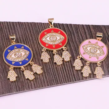 

10Pcs Mix color enamel cz eye shape charm pendant,delicate cz inlay enamel pendant,handmade diy cz jewelry component