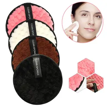 

4pcs Microfiber Cloth Pads Facial Makeup Remover Puff Face Cleansing Towel Reusable Cotton Double Layer Nail Art Cleaning Wipe