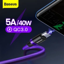 Baseus 5A USB tipo C para Huawei Mate 20 P30 P20 Pro rápidamente de carga del cargador del with tipo-C Cable para Samsung S10 Xiaomi mi 9 8