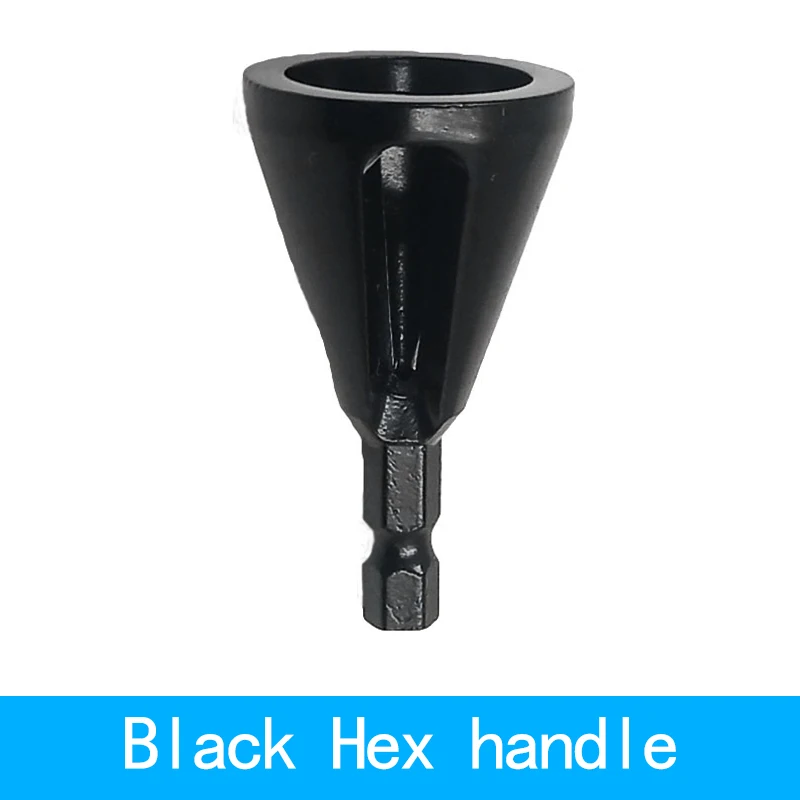 black hex handle 1 шт. из нержавеющей стали для снятия заусенцев шестигранный/треугольный хвостовик внешний инструмент для снятия фаски Высокопрочное твердое сверло для удаления заусенцев - Цвет: black hex handle