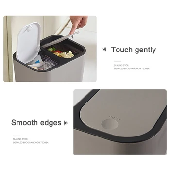 

Dry and Wet Classified Trash Can Household Indoor Living Room Push-Type Double Cover Trash Basket YE-Hot