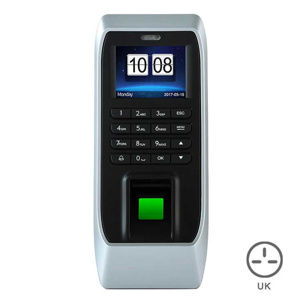 UK Plug Новая машина по отпечатку пальца, Распознавание отпечатков пальцев, пароль, открывалка двери, система контроля доступа, проверка сотрудников - Цвет: UK Plug