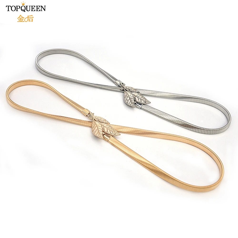 TOPQUEEN S447, платье с поясом, простые универсальные модные женские кожаные пояса, тонкий металлический золотой пояс с эластичной пряжкой