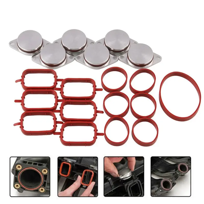 6 x 33mm for BMW M57 SWIRL BLANKS FLAPS repair delete kit with intake gaskets