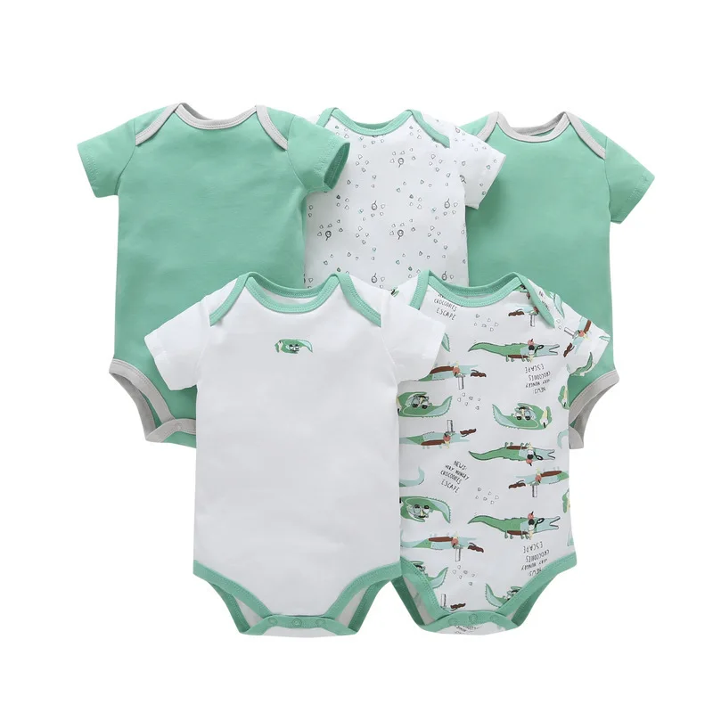 

Summer Newborn Infant Pure Cotton Short Sleeve Onesie Set 0-1-Year-Old Triangular Baby Men And Women Romper Crawling Clothes Paj