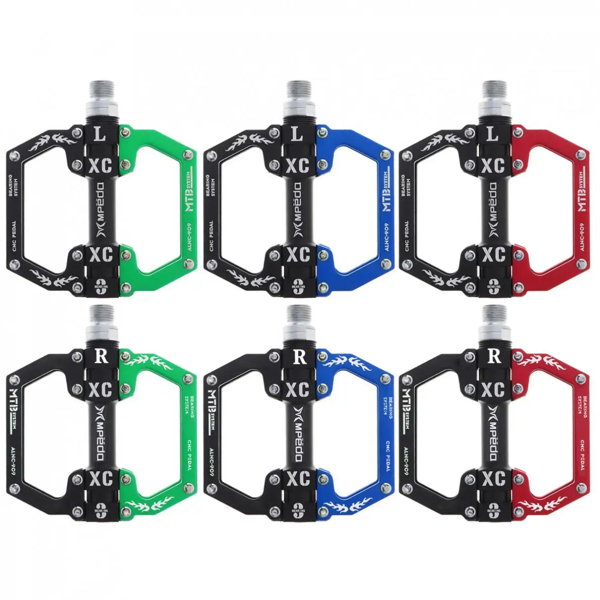 3 Bearings Ultralight Bicycle Pedals Aluminum Body Axle Cycling Pedals Sealed with Anti-skid Nails for Mountain Bike