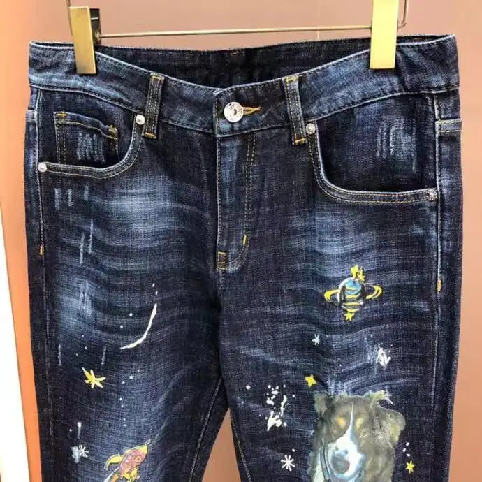 AH1258, модные мужские джинсы,, Подиумные, Роскошные, известный бренд, Европейский дизайн, вечерние, Стильная мужская одежда