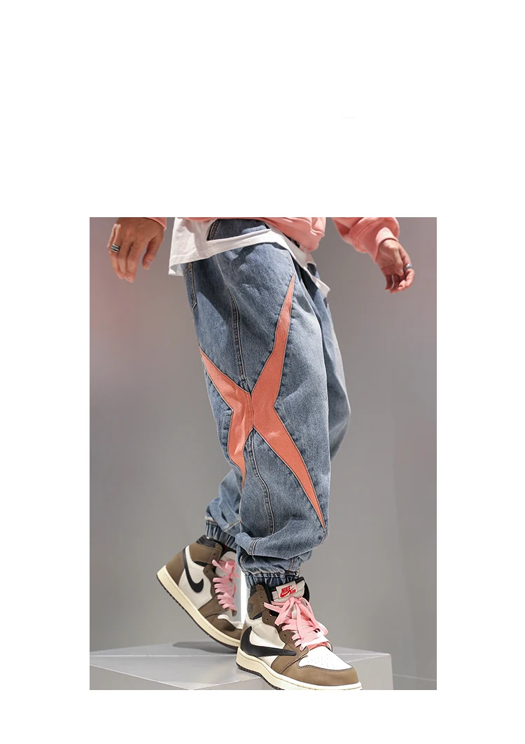 Мужские свободные шаровары Golomise длиной до щиколотки, модные брюки для бега, комбинированные джинсы в стиле хип-хоп
