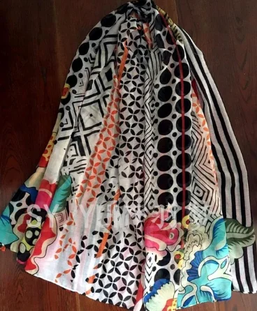 2p женский длинный красный шарф с геометрическим рисунком desigual на осень и весну, подарок на день рождения - Цвет: Шампанское