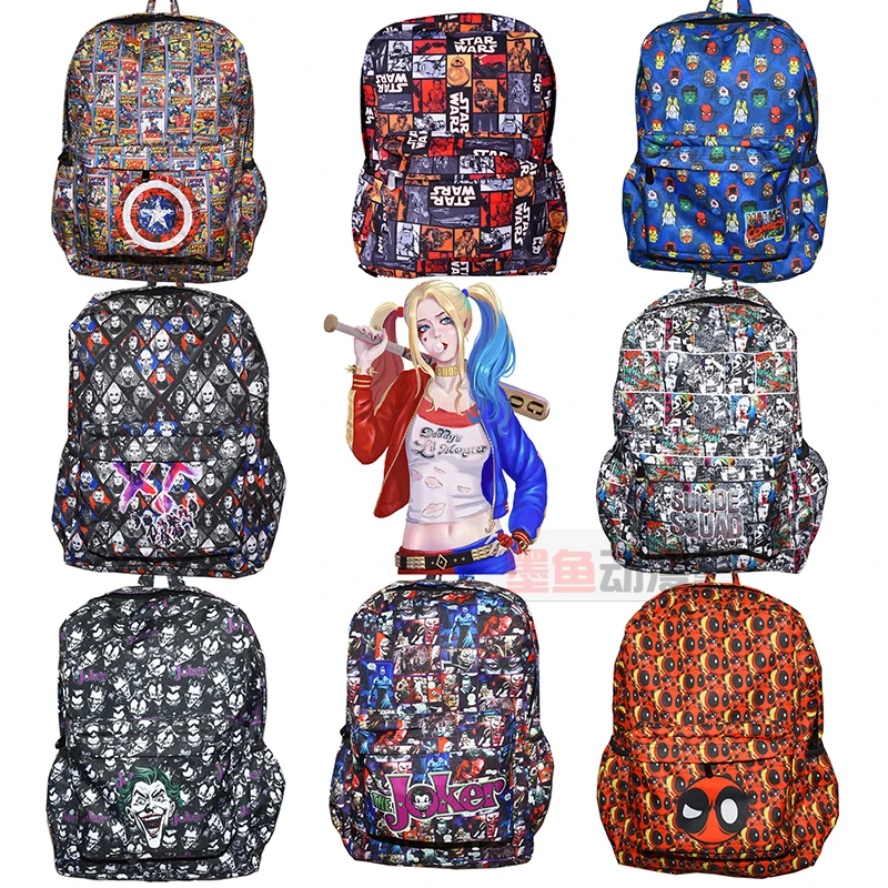 

DC Comics Captain America Deadpool Star Wars Backpack Red X-men Backpack Teenagers Casual Shoulder School Bag 22 style