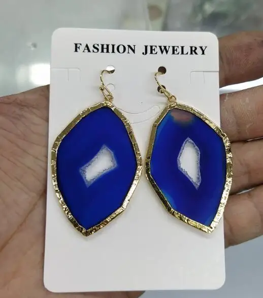Серьги-подвески из геоды и агата YA4110 | Украшения аксессуары