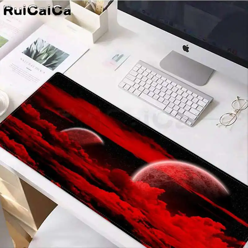 Lock Edge 40X90cm RuiCaiCa ваш собственный коврик красочные небо Луна офисные мыши геймер мягкий коврик для мыши большой коврик для мыши клавиатуры коврик - Цвет: Lock Edge 40X90cm