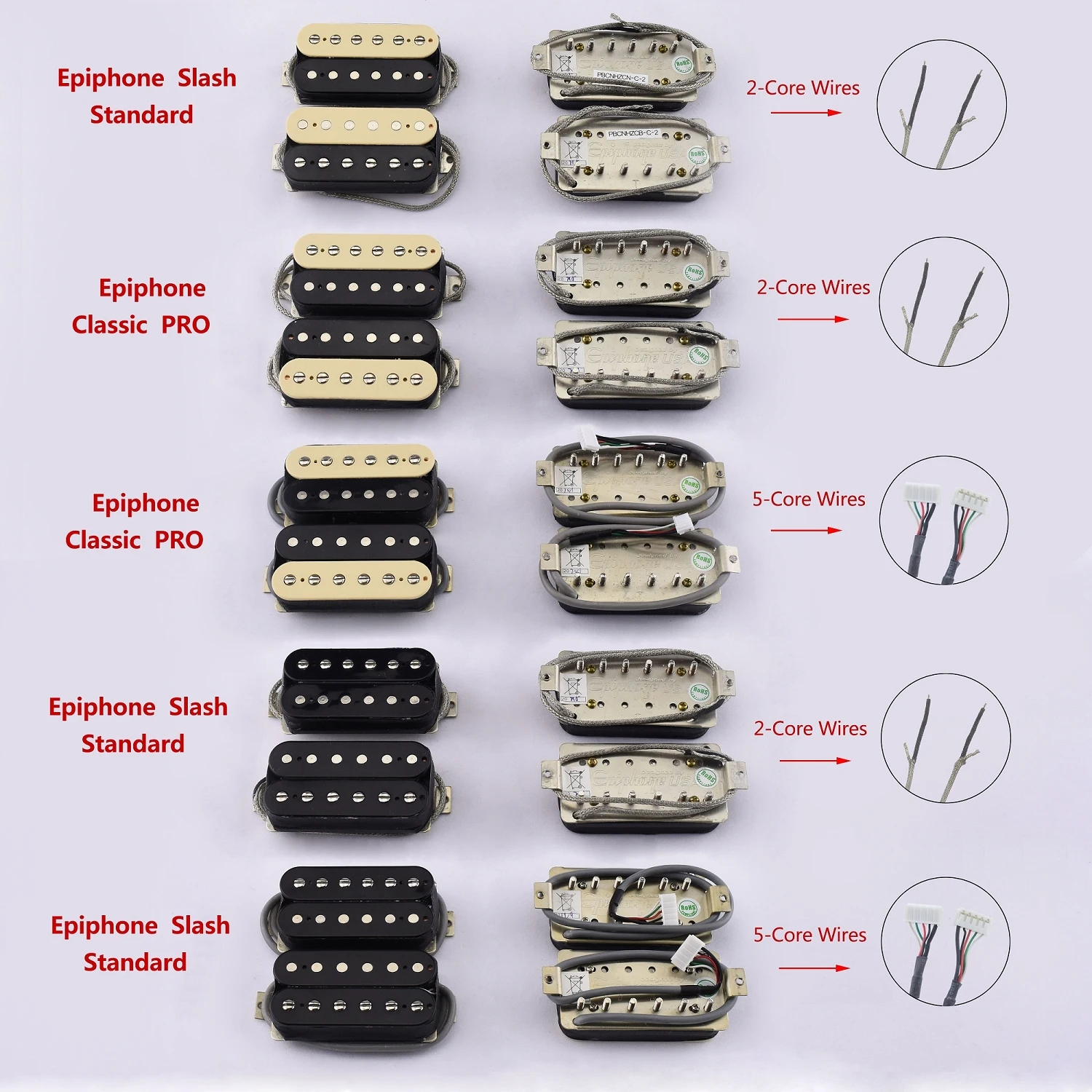 Conjunto Original Genuíno Clássico Pro - Slash Guitarra Elétrica Alnico Humbucker Captador Zebra Preto 1 Epi - Image 2