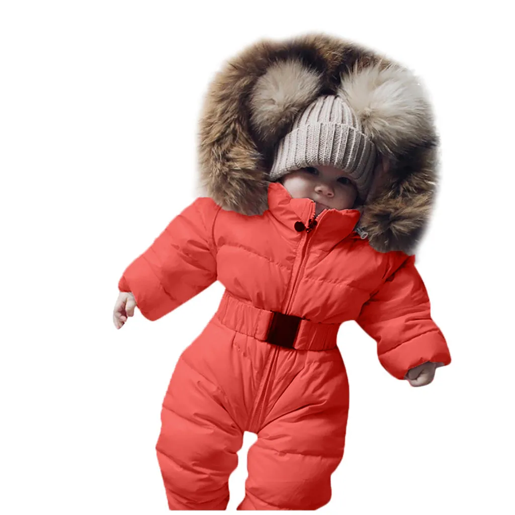 Зимний комбинезон-жакет для маленьких мальчиков и девочек; комбинезон с капюшоном; теплое пальто; Верхняя одежда; Одежда для новорожденных; Детский комбинезон унисекс; теплая одежда - Цвет: Orange