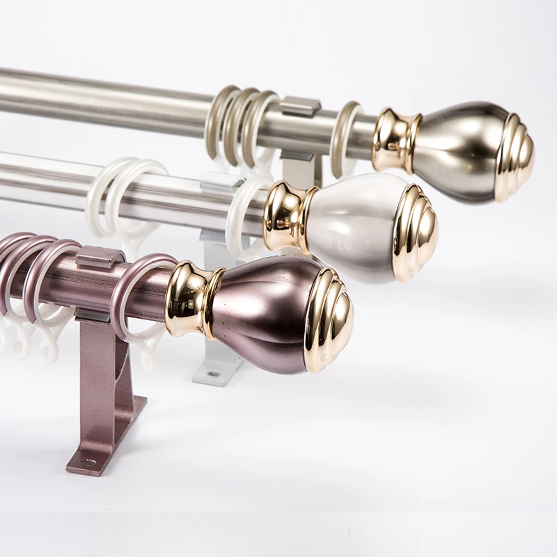 Fashion Simple Mute Rose Gold Curtain Rod Single Pole Double Pole