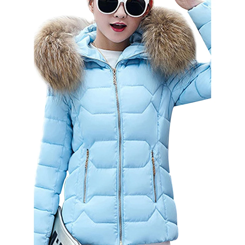 YMING Fashion Winter Down Jackets Women Puffer Warm Parks with Hooded Detachable Fur Collar Female Coat Cotton Outwear Clothes