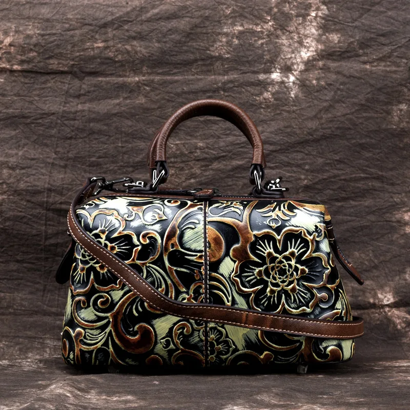 

WERAIMJX Vintage Bags For Women 2019 Genuine Leather Women Handbags Totes Boston Bag Designer Embossing Shoulder & Crossbody Bag