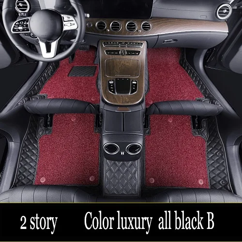 luxury All black B Водонепроницаемые кожаные автомобильные коврики для аксессуаров peugeot 2008, 3d коврик для автомобиля lada 2114 - Название цвета: luxury All black B