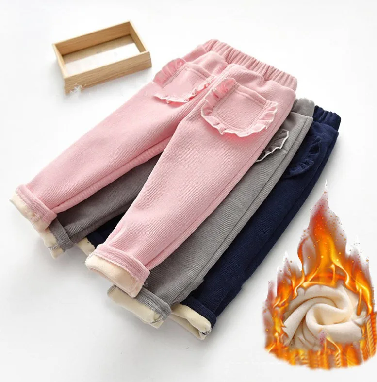 Новые теплые зимние штаны для мальчиков и девочек детские длинные вельветовые с