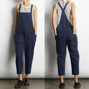 

Plus Size Linen Overalls Jumpsuits Women's Dungarees Playsuits 2020 ZANZEA Vintage Summer Pants Female Strap Rompers Pantalon