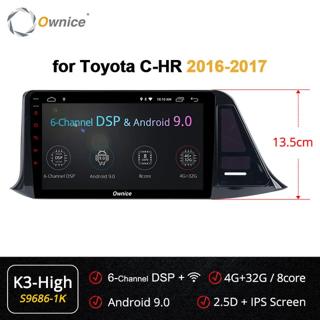 Ownice автомобильный dvd 4G 64G Автомобильный Android 9,0 радио аудио gps плеер Navi Стерео Мультимедиа 4G LTE для Toyota C-HR C HR CHR - Цвет: K3-High