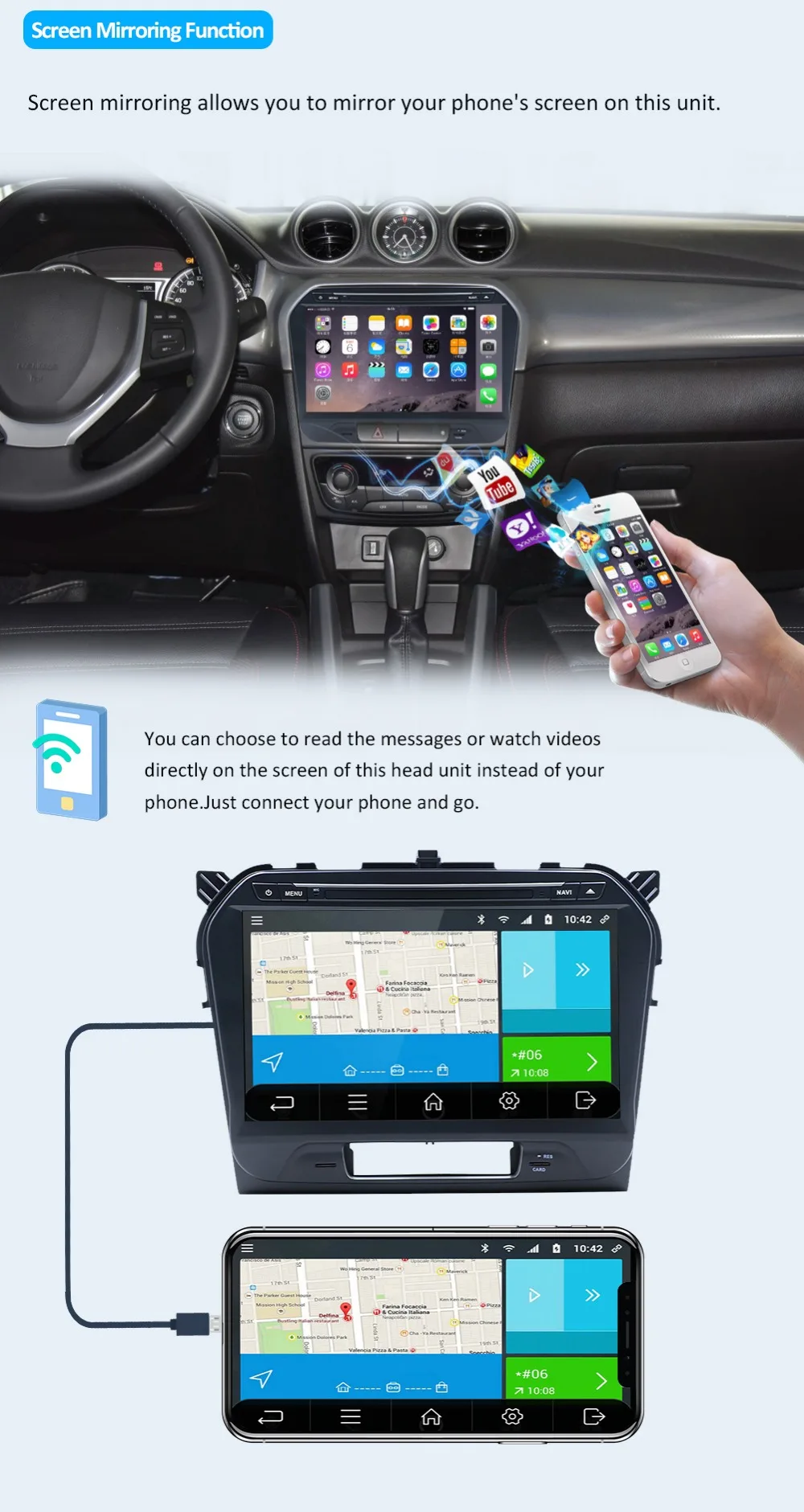 Top 2G+32G Android 9.0 car dvd for SUZUKI GRAND VITARA 2015 2016 2017 2018 Car DVD Player gps navigation in dash car stereo Headunit 10