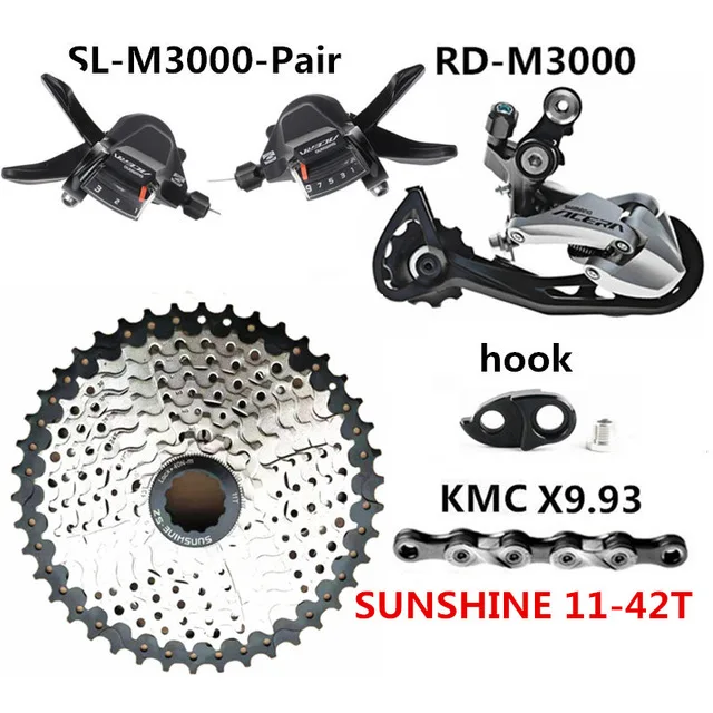 SHIMANO ACERA SL-M3000 относится к 9-27-скорость горный велосипед RD-M3000 солнце 9S маховик KMC X9 переключения комплект - Цвет: Pair 42T kit