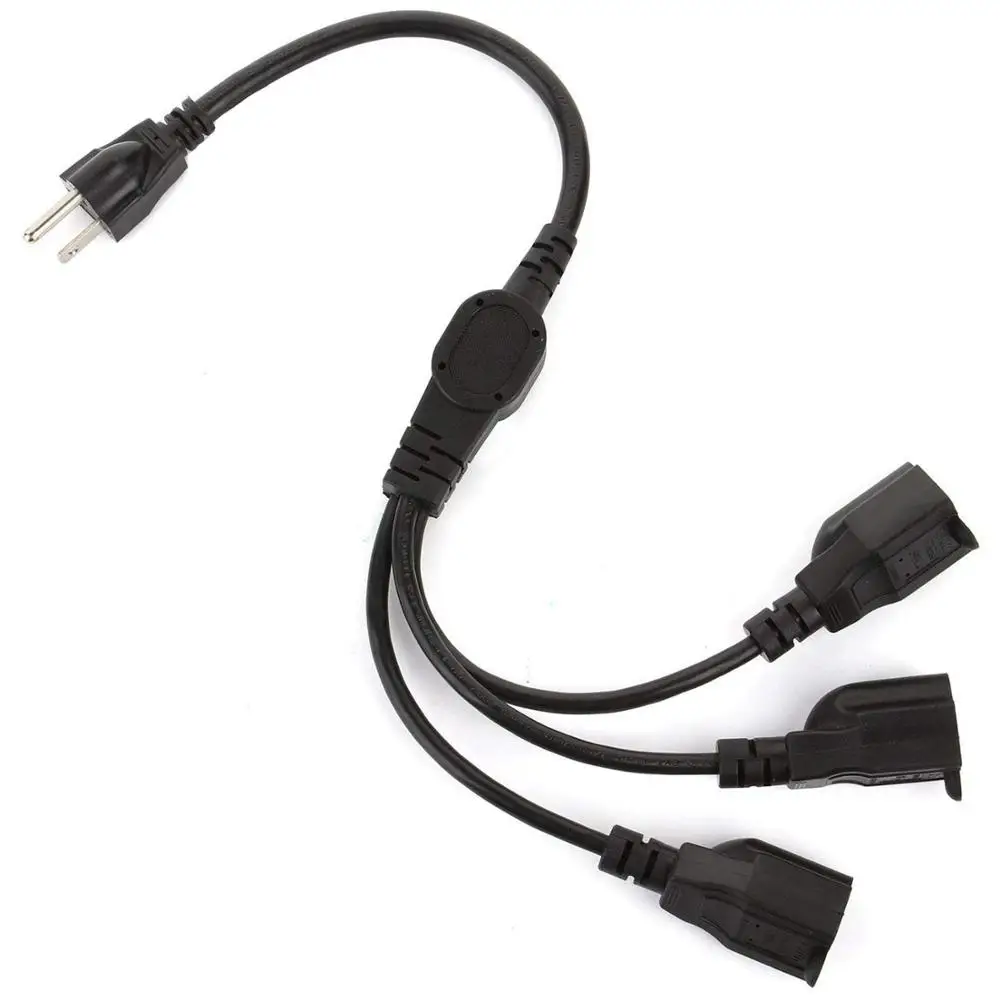 

1-to-3 Splitter Cable Power Extension Cord,FUHAIHE 20 Inches(50CM) Cable Strip Outlet Saver-16AWG US Plug