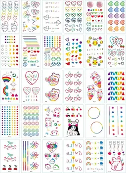 

30PCS HyunA Ins Series Colorful Rainbow Expression Tattoo Sticker Face Hand Lovely Body Art Fake Tatoo Temporary Waterproof Taty