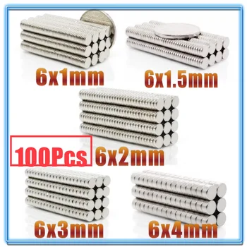 

100Pcs Mini Small N35 Round Magnet 6*1 6x1.5 6x2 6x3 6x4 mm Neodymium Magnet Permanent NdFeB Super Strong Powerful Magnets 6x1