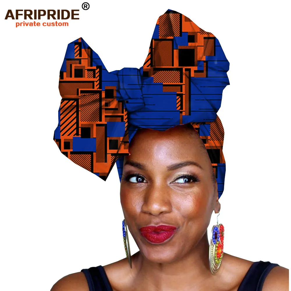 Тюрбан в африканском стиле Анкара платок традиционный платок тюрбан хлопок воск повязка на голову резинки A19H004 - Цвет: 518