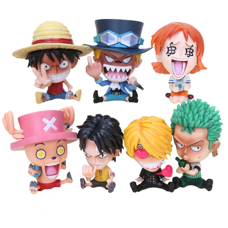 

One Piece Luffy Figure Sanji Roronoa Zoro Vinsmoke sabo chopper ace GK ver. PVC Q Version Action Figure Collection Model Doll