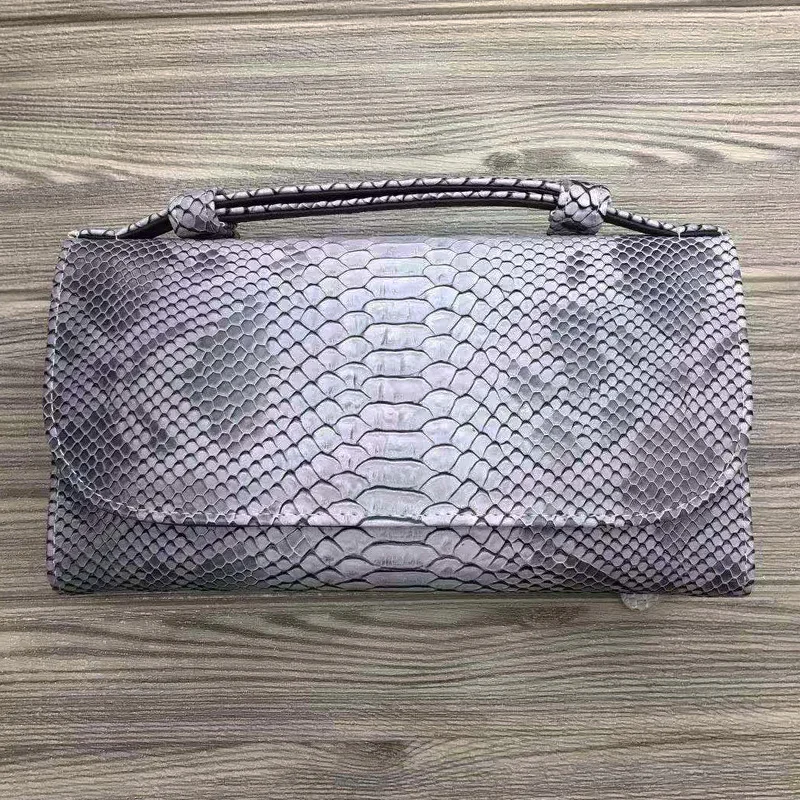 Snake Gray Crocodile Snake Pattern Large Clutch Shoulder Bag Women Phone Leather Bags Chain Party Purse - Цвет: Snake Gray