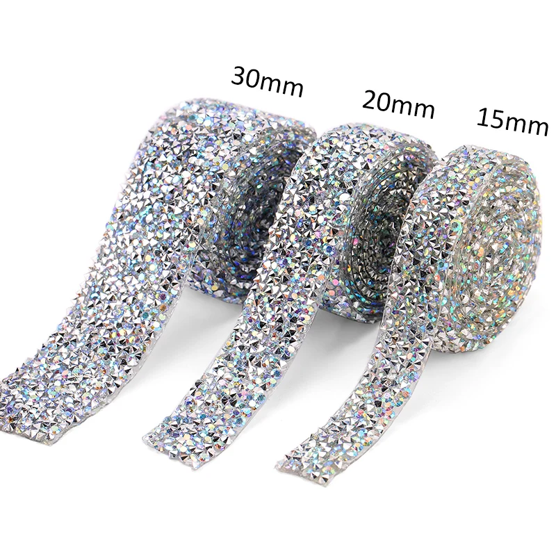 3 Crusted SS10 (3mm) Rhinestone Strip Set Pre-Cut Sticky Flock