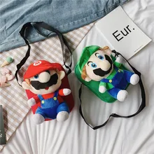 Милая Холщовая Сумка с героями мультфильмов «Супер Марио»; Новинка года; стильная модная сумка в Корейском стиле на плечо в западном стиле для девочек; квадратная сумка на бретельках