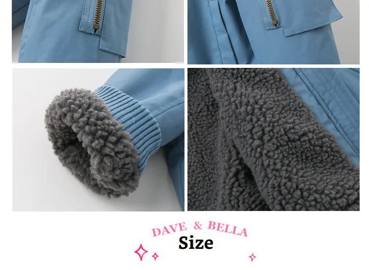 DB12368 dave bella/зимняя однотонная куртка для маленьких мальчиков детская модная верхняя одежда детское пальто на молнии
