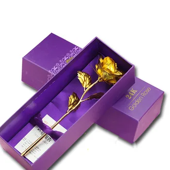 

24k Gold Plated Foil paper Bouquet Roses Never wither artificial fake flowers Birthday Valentine's Day wedding gifts for guests