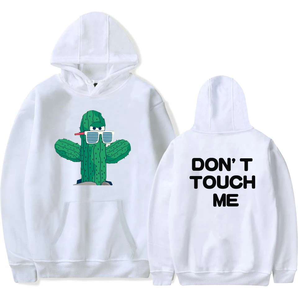 white Женские и мужские повседневные толстовки С КАКТУСОМ Dont Touch Me, толстовки с длинным рукавом, толстовки Kawaii, забавные толстовки, пуловеры больших размеров, толстовки - Цвет: white