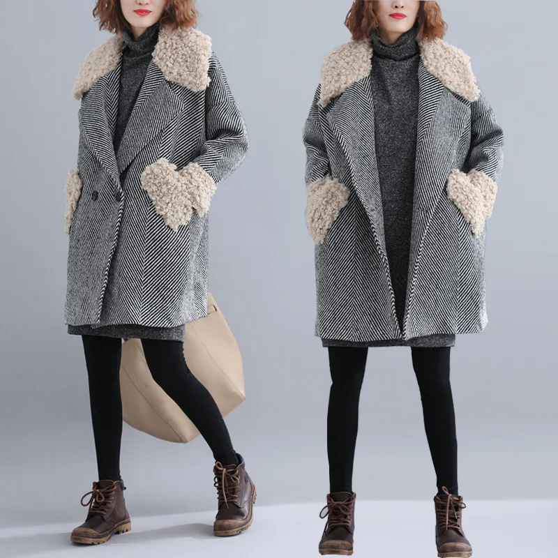 

Large Austrian WOMEN'S Dress Tweed Wool Overcoat Women's Mid-length Korean-style Profile Woolen Jacket Women's