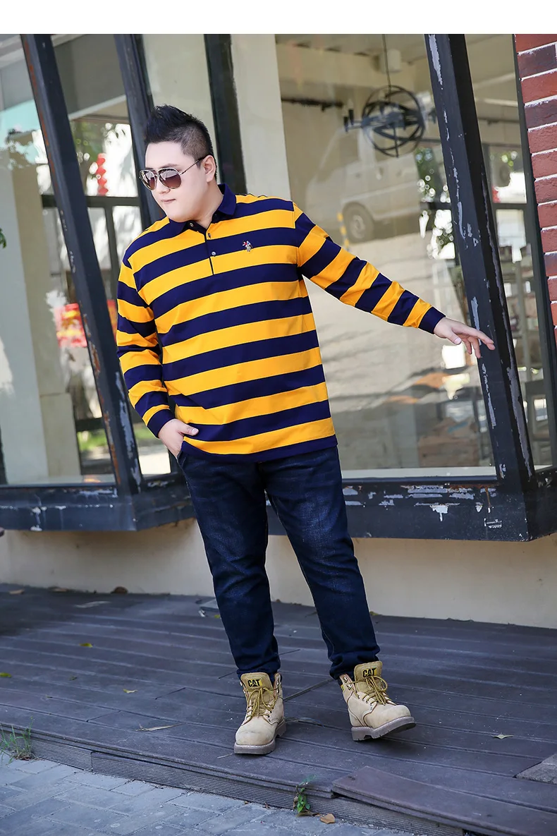 Модная рубашка размера плюс, мужская полосатая рубашка с длинным рукавом, осень, тренд, свободный удобный топ на пуговицах, XL-8XL, RM50012