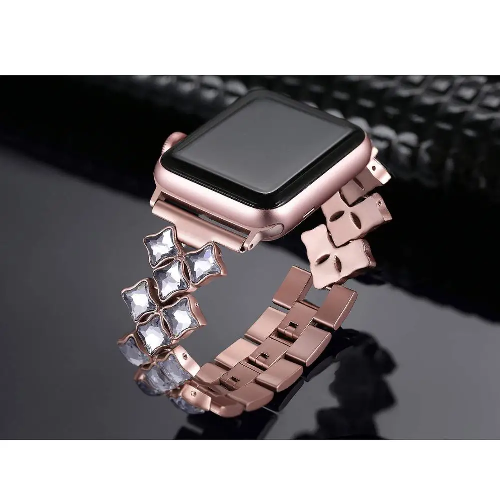 Женский ремешок iwatch 40 мм 38 42 44 алмазный обруч для apple watch series 5 4 3 2 нержавеющая сталь
