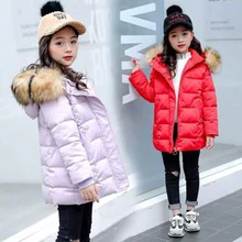 Коллекция года, Новое Модное детское осенне-зимнее пальто для девочек детское теплое толстое пальто с щукой пальто с меховым воротником молодежное пальто