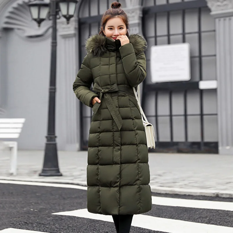 Style2-DARK GREEN Высокое качество меховой воротник женское длинное зимнее пальто Женская Теплая стеганая куртка женская верхняя одежда парка casaco женское Inverno - Цвет: Style2-DARK GREEN