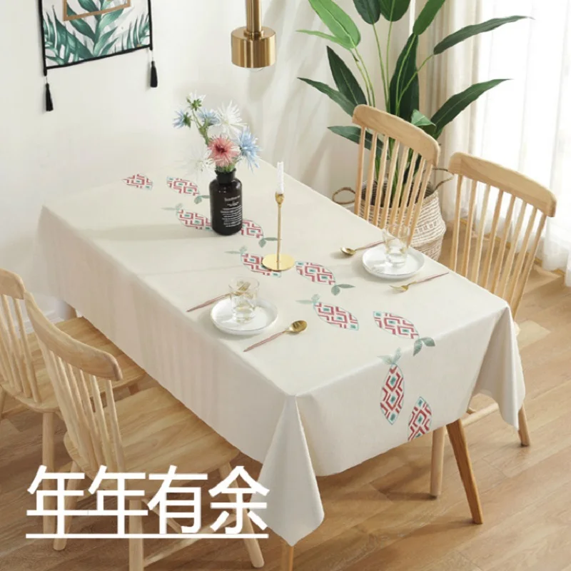 PVC Tablecloth Waterproof Anti-scalding Oil-proof Table Mat Wash-free Nordic Tablecloth Coffee Table Mat Printed Tablecloth
