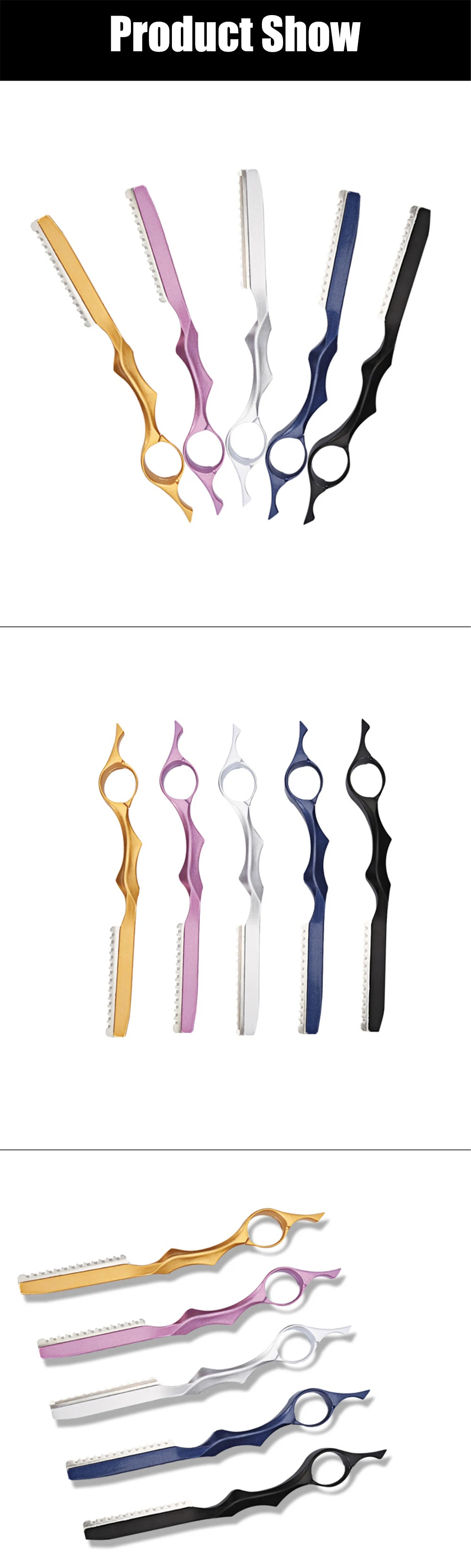 GOZLILI Safety Hair Cutting Razors for Hairdresser's Steel Barber Salon Thinning Tools+10pcs Blades Scraping Eyebrow Knife Kits (1)