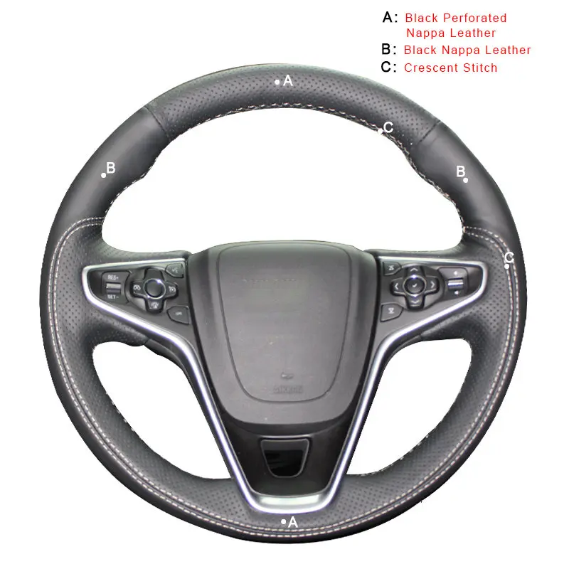 Top Layer Leather Авто оплетка на рулевое колесо для Opel Insignia- Vauxhall Insignia интерьерные Автомобильные Колесные Чехлы для автомобиля-Стайлинг - Название цвета: Top Layer Leather