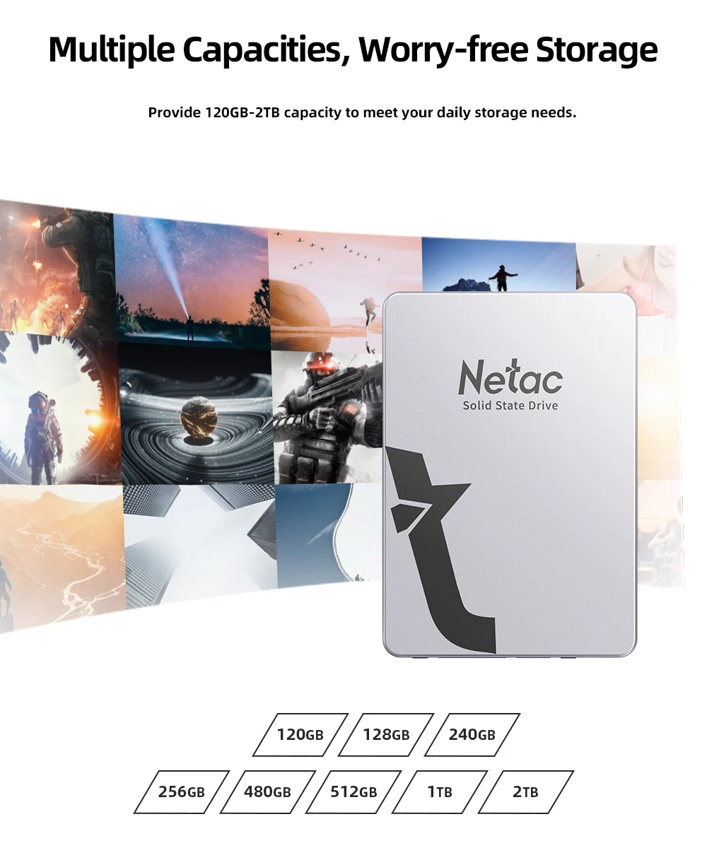 best ssd internal hard drive Netac SSD 2.5 SATA 128GB 256GB 480G 512GB 1TB 2TB Metal HDD SSD Internal Hard Disk Solid State Drives For Desktop Laptop PC internal ssd for ps4